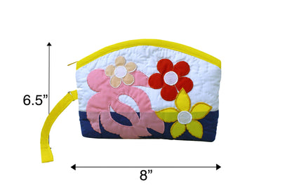 Quilted Wristlet Pouch - Yellow/Blue