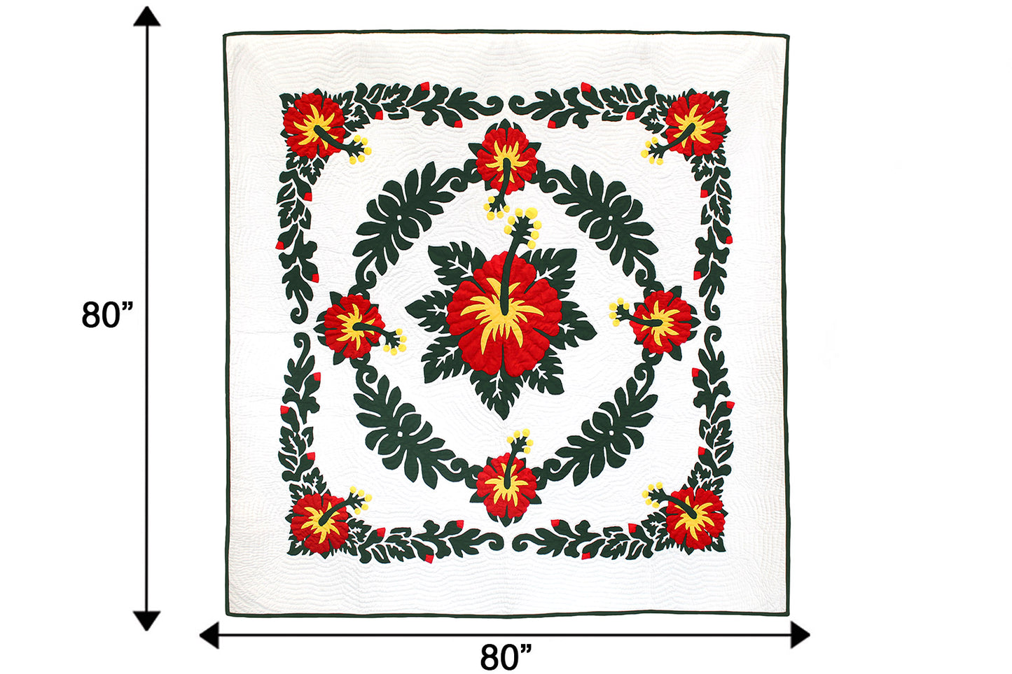 Quilted 80x80 Wall Hanging - Cream/Hunter