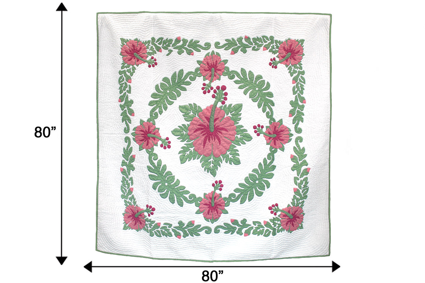 Quilted 80x80 Wall Hanging - Cream/Green
