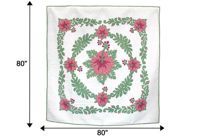 Quilted 80x80 Wall Hanging - Cream/Green
