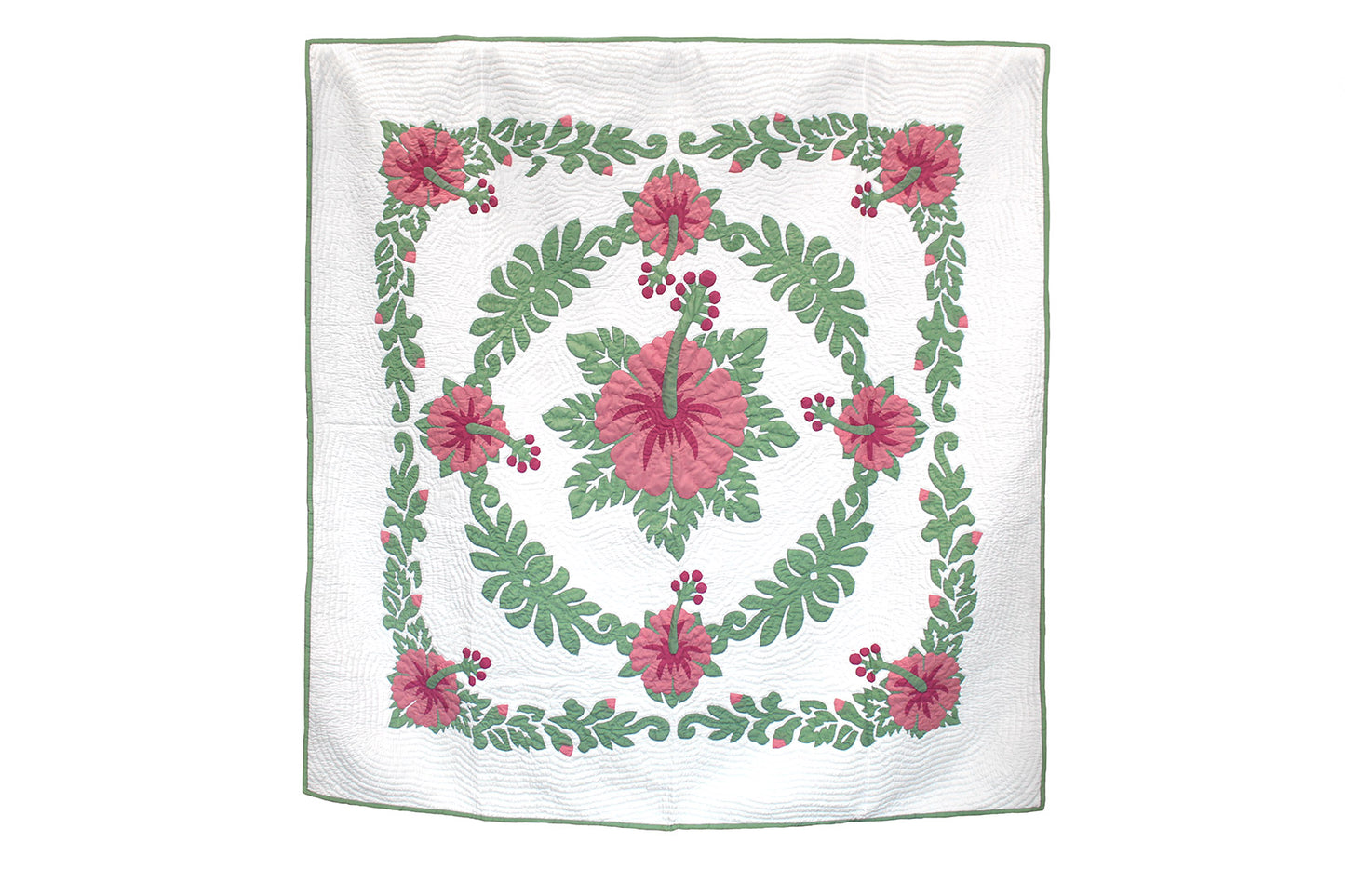 Quilted 80x80 Wall Hanging - Cream/Green