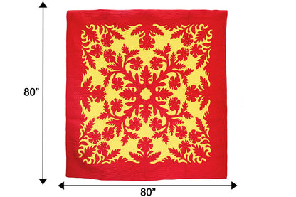 Quilted 80x80 Wall Hanging - Red/Yellow