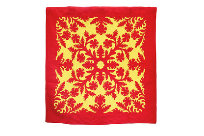 Quilted 80x80 Wall Hanging - Red/Yellow
